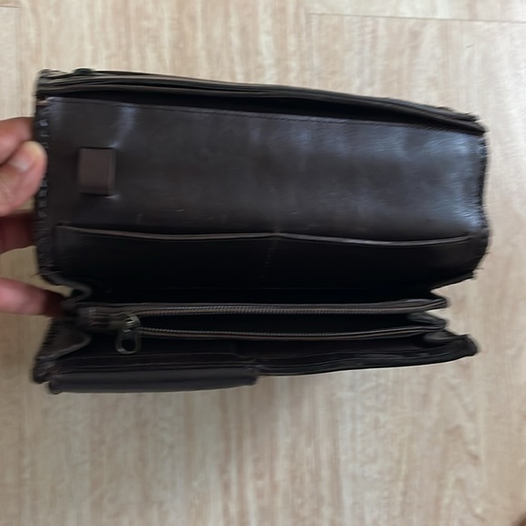 BCBGMaxAzria brown unique leather clutch - Picture 5 of 7